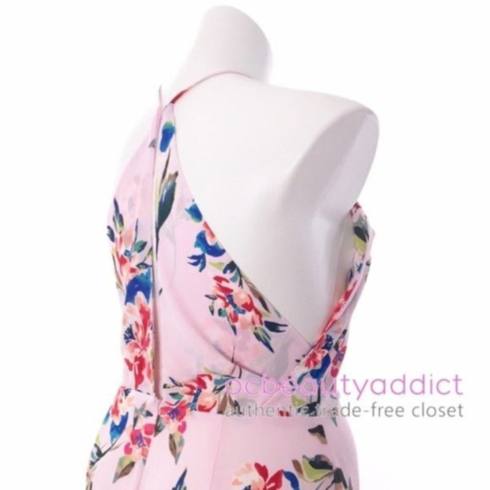 NEW Nordstrom LUSH Flirty Pink Long Floral V Neckline Maxi Dress XL - Picture 3 of 8